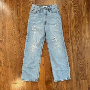 Levis Ribcage Straight Ankle Jeans Womens 26 ‎ High Rise Button Fly Denim